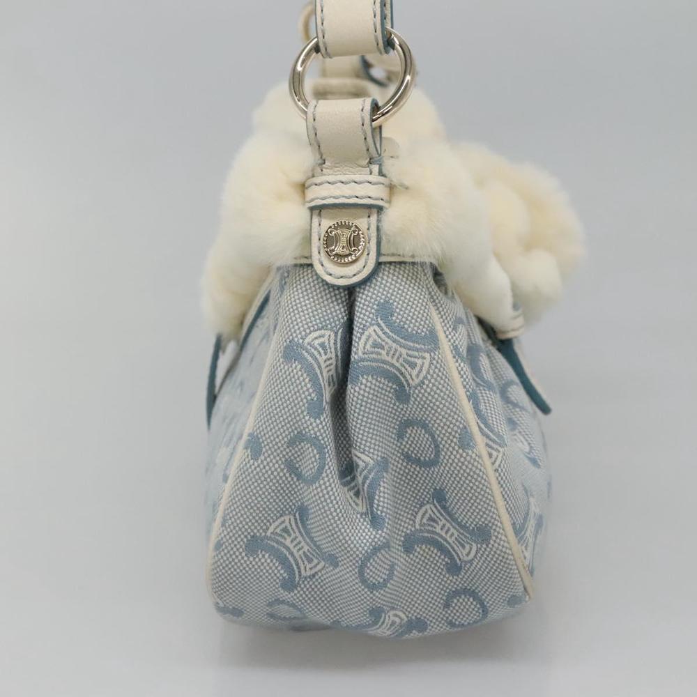 CELINE C Macadam Canvas Shoulder Bag Light Blue Gold Auth MX095 - Picture 4 of 16